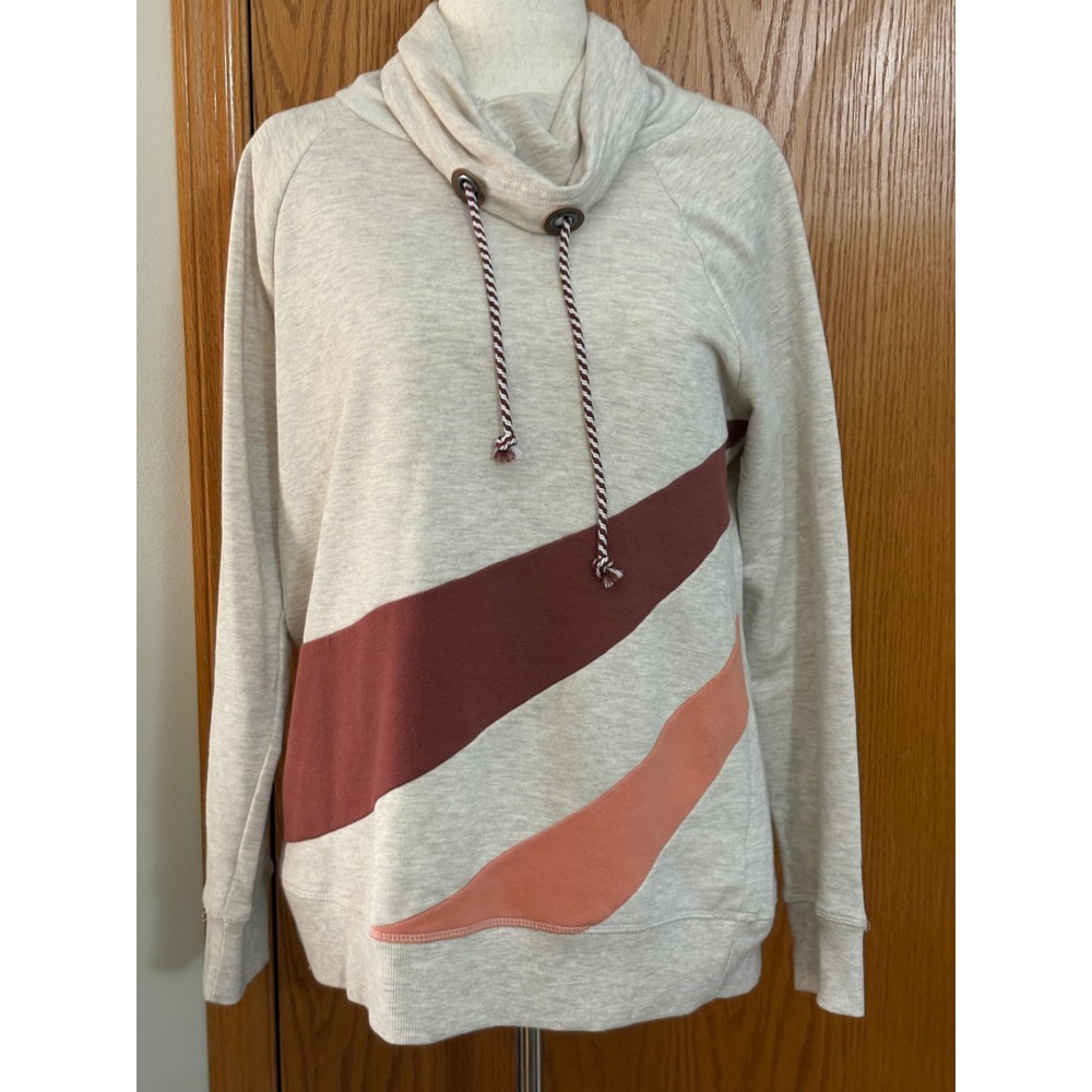 Maurices Womens XL Cowl Neck Sweatshirt Oatmeal Heather Striped Pullover 113330